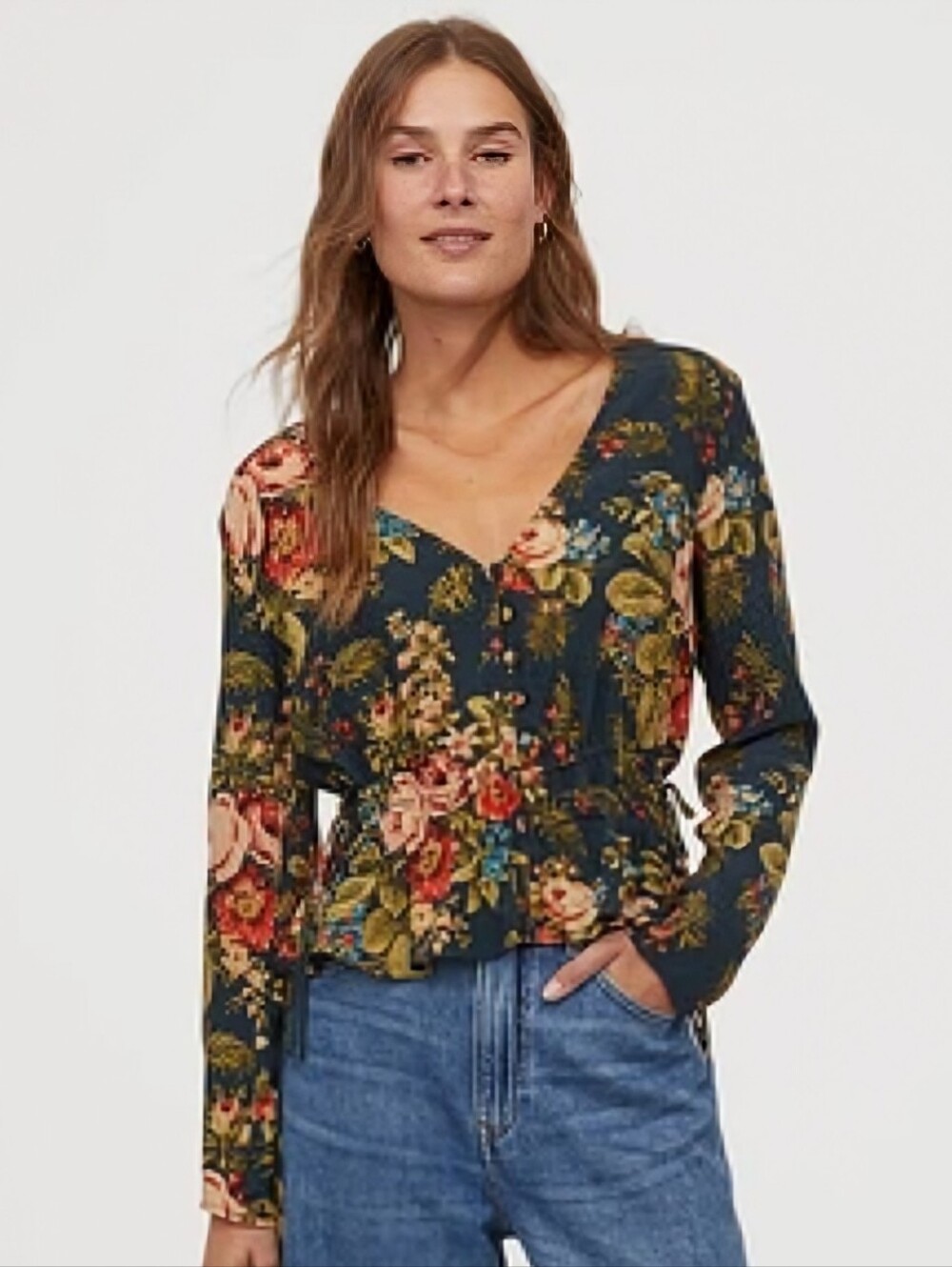 NWT H&M Floral Blouse with Ruching